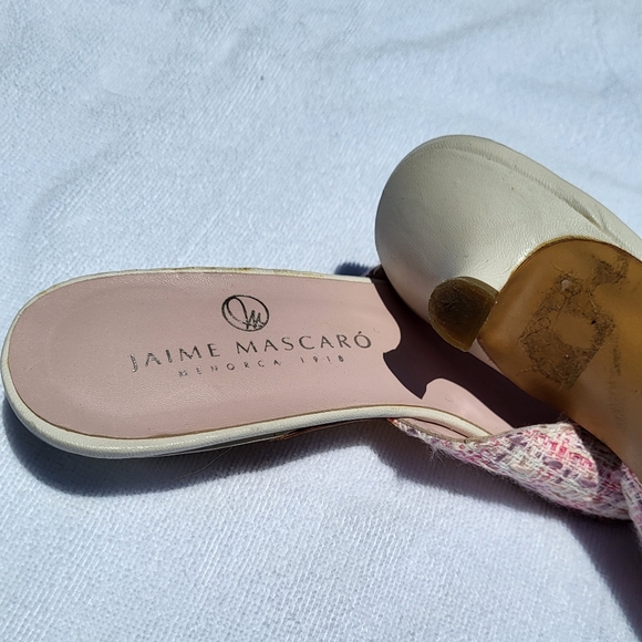 Jaime Mascaro Pink & White Sexy Kitten Heel Slip on Shoes $250 Retail! - Picture 3 of 6